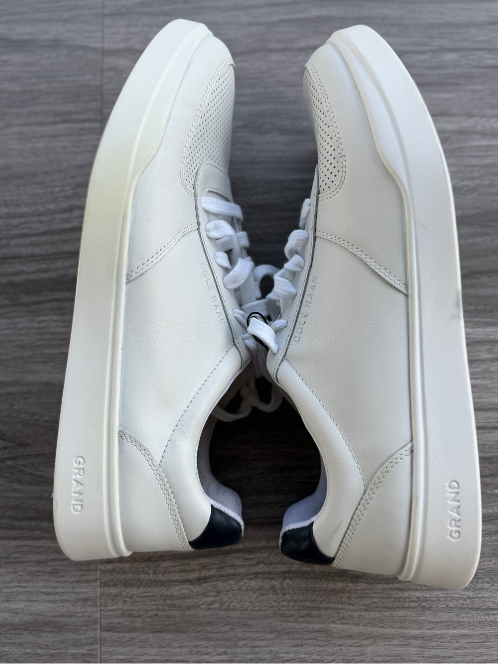 Cole Haan Men's GrandPro Rally Laser Cut Perforated White Leather Court Sneakers - Picture 5 of 9
